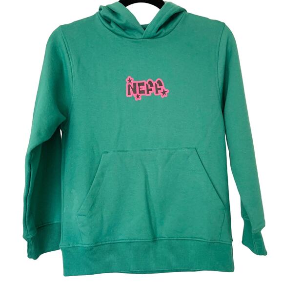 NEFF Outburst Logo Hoodie Boys Youth Sweatshirt Green Pink Y2K Skater NEW - flaw - Picture 2 of 10